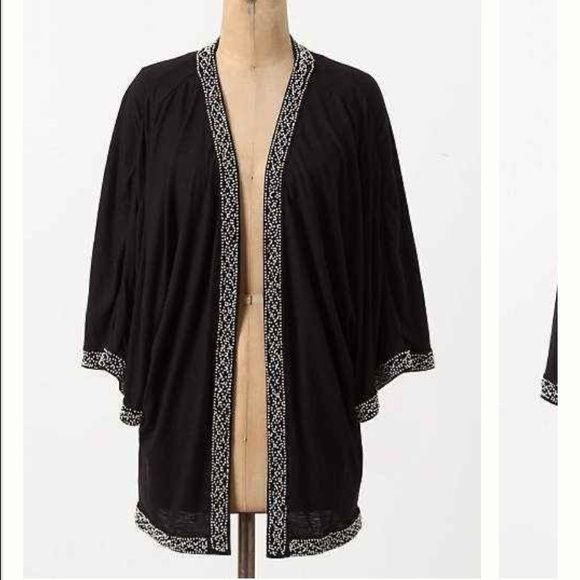 Anthropologie Leifnotes Black Beaded Kimono - Picture 10 of 10